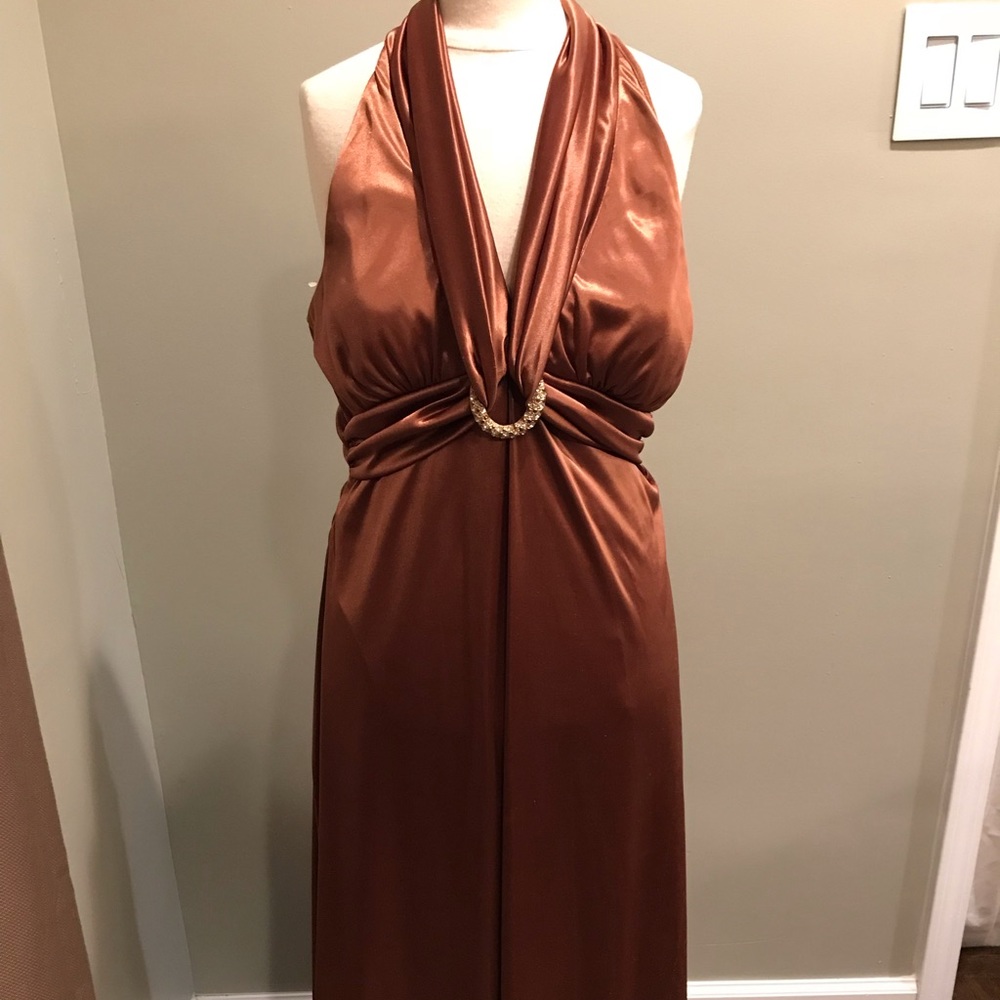 Satin Brown/Gold Dress